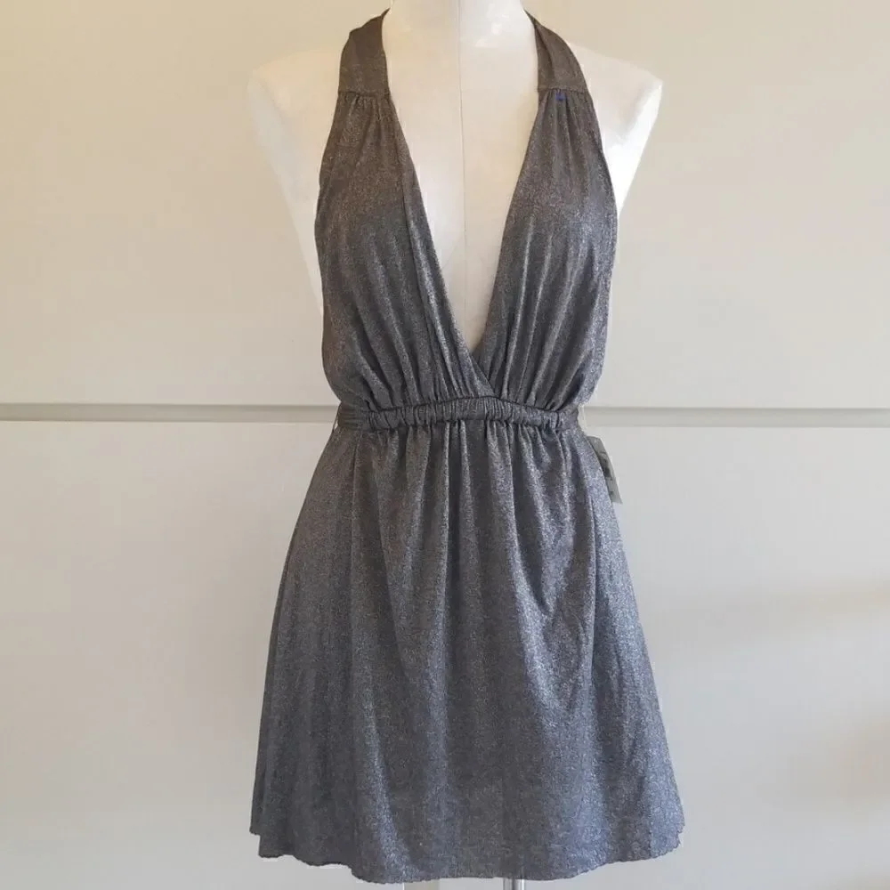 matty m Coco & Silver Lurex Halter Dress, L/Jr.NWT